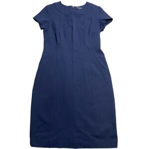 Brooks Brother Sheath Dress Short Sleeve Crew Neck Lined Career Womens Sz 8 Blue